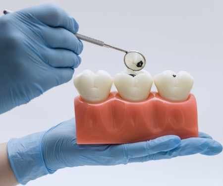 Dentist performing a comprehensive oral exam